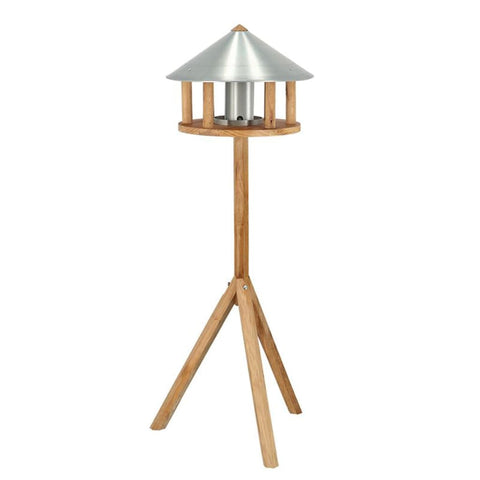 ZNTS Esschert Design Bird Table with Silo and Round Roof Zinc 442350