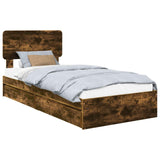 Storage Bed with Drawer Smoked Oak 100 x 200 cm Engineered Wood 3412308