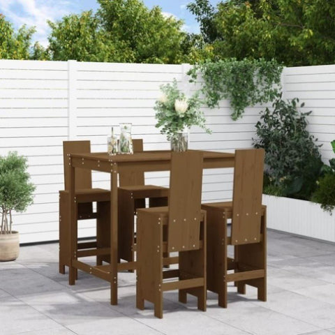 5 Piece Garden Bar Set Honey Brown Solid Wood Pine 3157778