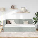 Corner Bed Frame with Headboard Light Grey 90 x 190 cm Velvet 42016523