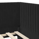 Corner Bed Frame with Headboard Black 90 cm x 190 cm Velvet 42016261