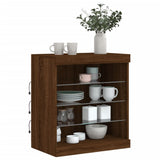 Sideboard with LED Lights Brown Oak 60.5x37x67 cm 836699