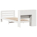 ZNTS Bed Frame without Mattress White 100x200 cm Solid Wood Pine 3309906