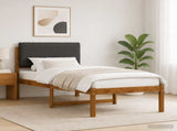 Bed Frame with Upholstered Headboard Natural and Dark Grey 904277