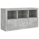 Sideboard with LED Lights Concrete Grey 123x37x67 cm 3209061