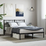 Metal Bed Frame without Mattress with Headboard Black 140x200cm 355464