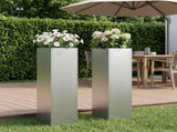 Garden Planter 2 pcs Silver 20 x 20 x 75 cm Galvanised Steel 8005327