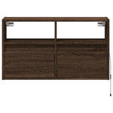 TV Wall Cabinet with LED Lights Brown Oak 80x31x45 cm 852333