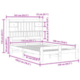 Bookcase Bed without Mattress Wax Brown 135x190 cm Double Solid Wood Pine 3308899
