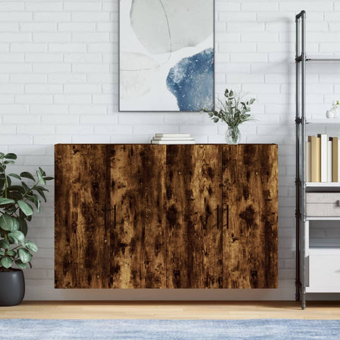 Wall Mounted Cabinets 2 pcs Smoked Oak 69.5x34x90 cm 3195648