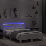 Bed Frame with LED White 137 x 190 cm Engineered Wood 3402851