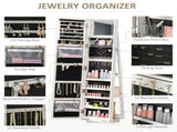 360&deg Swivel Jewellery Cabinet, Free Standing Full Length Mirror with Storage, Lockable Jewellery T3398P344740