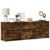 TV Cabinet with LED Smoked Oak 140x34x50 cm Engineered Wood 3307923