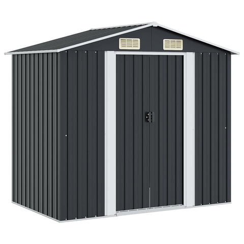 Garden Storage Shed Anthracite Steel 204x132x186 cm 47028