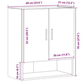 Wall Cabinet Artisan Oak 60x31x70 cm Engineered Wood 857297