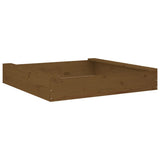 Sandbox with Seats Honey Brown Square Solid Wood Pine 825033
