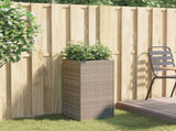 Garden Planter Grey 40x40x80 cm Poly Rattan 366415