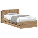Bed Frame with Storage Artisan Oak 80 x 200 cm Engineered Wood 3433912