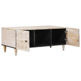 Coffee Table White 100 x 54 x 40 cm Solid Mango Wood 4018380