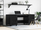 Desk with Shelf Black oak 140 x 50 x 75 cm Engineered wood 879530