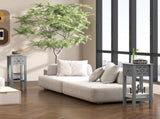 Set of Two Elegant Floral Cut-Out Side Tables - Grey T3398P344559