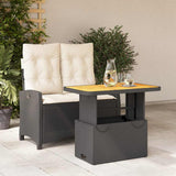 2 Piece Garden Dining Set with Cushions Black Poly Rattan 3277382