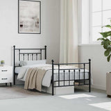 Bed Frame Black Steel Single Bed Frame Rectangular Industrial 353548