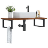 Basin Shelf Wall Mounted Steel and Solid Wood Oak 3302405