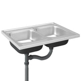 Kitchen Sink with Double Basins Silver 800x600x155 mm Stainless Steel 147235