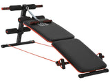 Sit Up Bench Core Workout Adjustable Thigh Support Foldable for Home Gym w/ Arm Pulling Rope Black T3398P349202