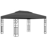 Gazebo with Double Roof&LED String Lights 3x4m Anthracite 3070299