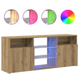 TV Cabinet with LED Lights Artisian Oak 120x30x50 cm Engineered Wood 856352