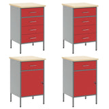 Work Cabinet with Drawer 10 pcs Red Engineered Wood and Steel 3321491