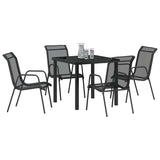 Garden Dining Set 5 pcs Black Powder-Coated Steel 3379136