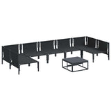Garden Sofa Set with Cushion 8 pcs Black Steel 3378983