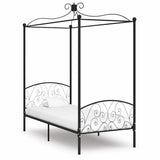 Canopy Bed Frame without Mattress Black Metal 90x200 cm 284474