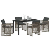 Garden Dining Set 5 pcs Grey Poly Rattan 3380626