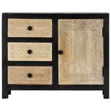 Hand Carved Side Cabinet Grey 75x35x60 cm Solid Mango Wood 282724