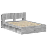 Bed Frame with Storage Grey Sonoma 140 x 200 cm Engineered Wood 3433386
