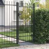 Fence Gate Single Door with Spike Top Steel 1x2 m Black 145746