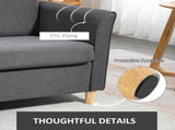 Compact Loveseat Sofa, Modern 2 Seater Sofa for Living Room with Wood Legs and Armrests, Dark Grey T3398P328116