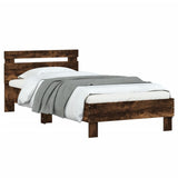 Bed Frame without Mattress with LED Lights Smoked Oak 75x190 cm 838754