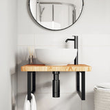 Basin Shelf Wall Mounted Steel and Solid Wood Oak 3302493