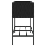 ZNTS Garden Planters with Shelf 2 pcs Black 90x40x75 cm Poly Rattan 3210507