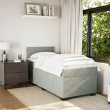 ZNTS Box Spring Bed with Mattress Light Grey 90x200 cm Velvet 3286222