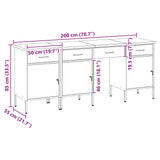 Work Cabinet with Drawer 4 pcs Red Engineered Wood and Steel 3321381
