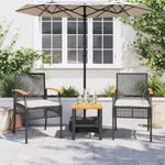 ZNTS 3 Piece Bistro Set with Cushions Black Poly Rattan Acacia Wood 366259