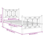 Metal Bed Frame without Mattress with Footboard White 80x200cm 376186