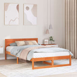 Bed Frame with Headboard Wax Brown 120 x 190 cm Solid Pine Wood 873285