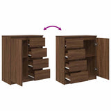 Sideboard with Drawers Brown Oak 71x35x84 cm Engineered Wood 861586